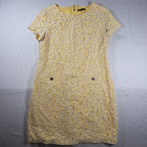 Tommy Hilfiger Dresses & Skirts - Tommy Hilfiger Yellow White Floral Lace Shift Dress Size 14
